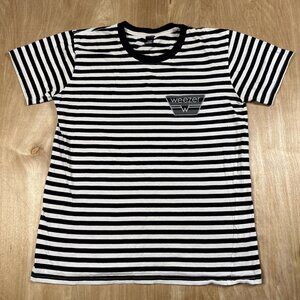 Weezer Mens Black& White Striped Short Sleeve T-Shirt Size Small